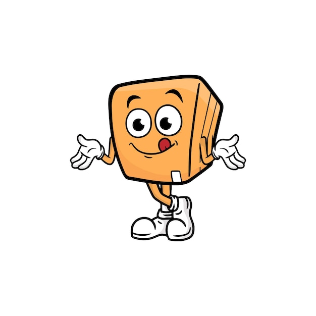 Box character cartoon mascot vector