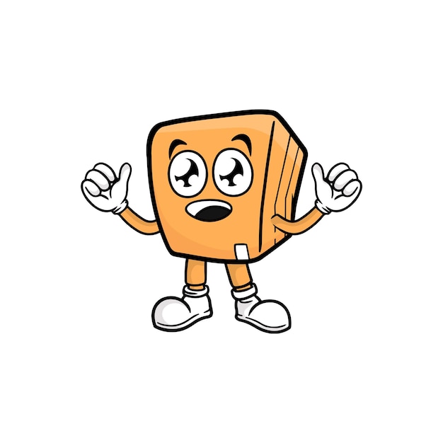 Box character cartoon mascot vector