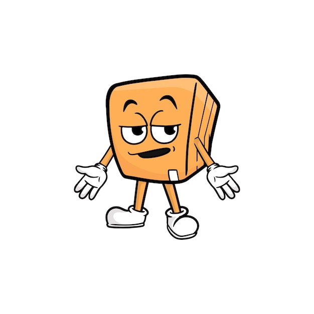 Box character cartoon mascot vector