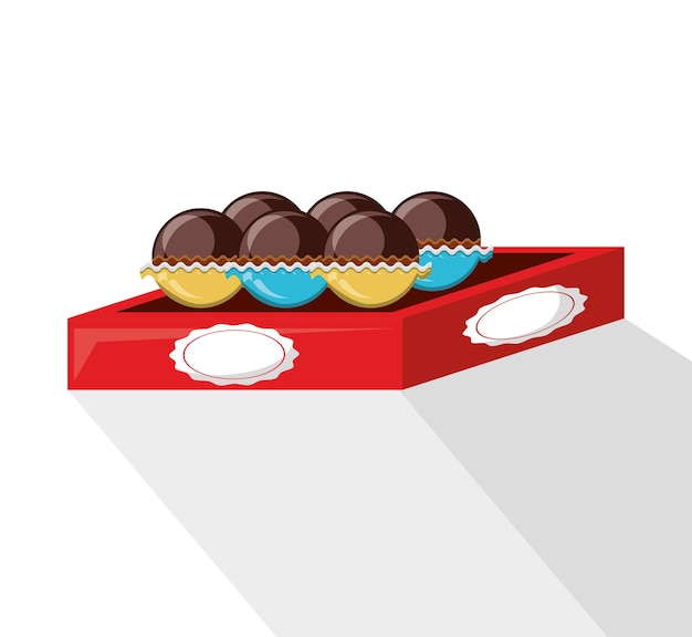 Vector box of chocolate truffles icon