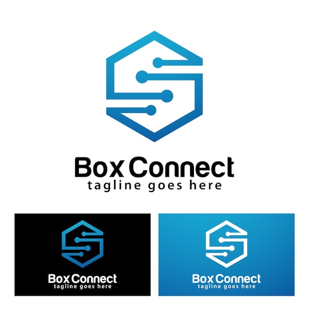 Vector box connect logo ontwerpsjabloon