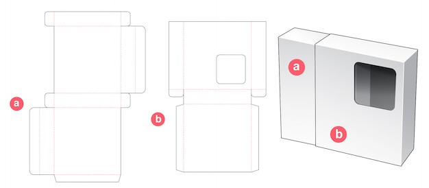창 다이 컷 템플릿이있는 박스와 커버