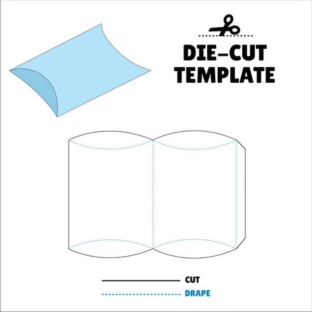 Box Flip Lid Packaging Die Cut Template 3D Mock Up Embalagem Sacola Envelope Almofada Cushion