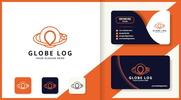 Box globe location logo and business card design