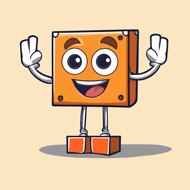 Box hand drawn flat stylish mascot cartoon character drawing sticker icon concept isolated