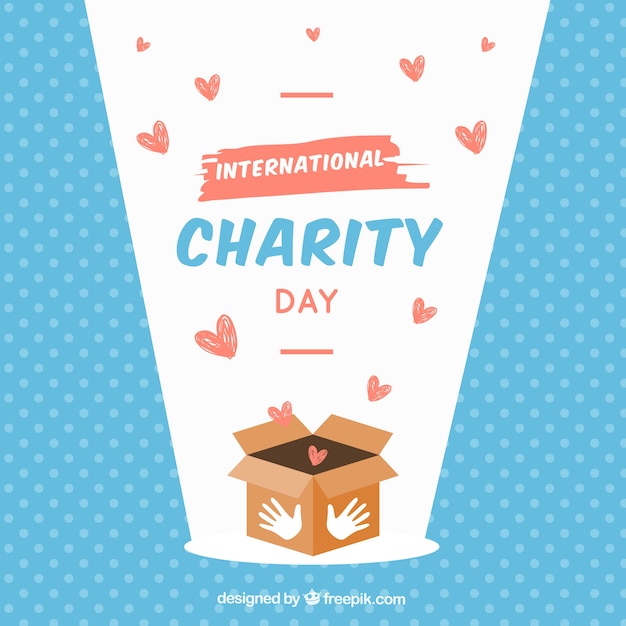 Vector box, hearts and international day of charity