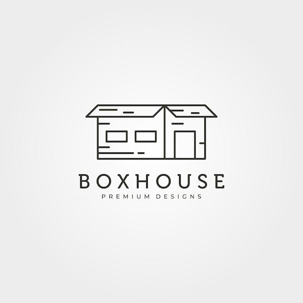 Box huis creatief logo vector illustratie ontwerp, lijn kunst design