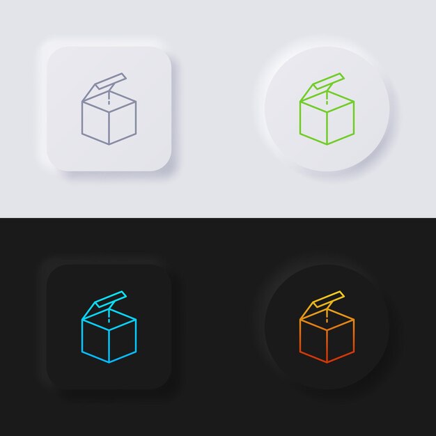 box icon set multicolor neumorphism button soft ui design for web design application ui and more icon set button vector