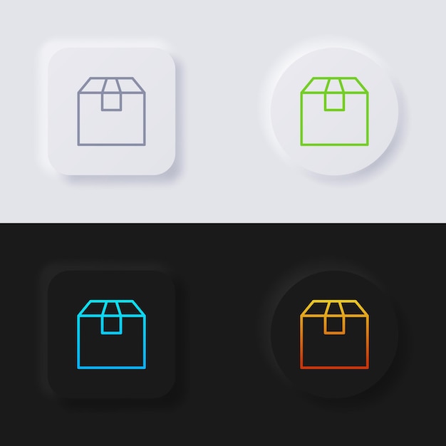 Box icon set multicolor neumorphism button soft ui design for web design application ui and more icon set button vector