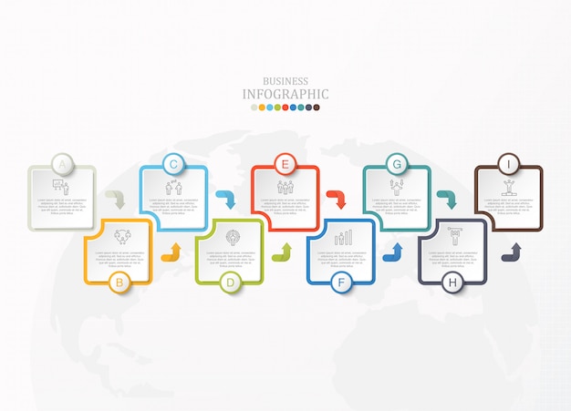 Box infographic and work man icons for business concept.