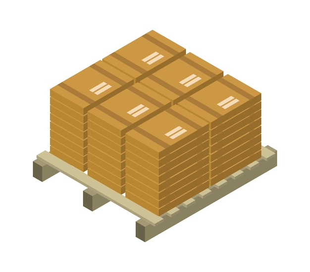 Box on isometric wooden platform