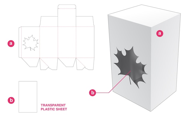 Box and leaf window with transparent plastic sheet die cut template