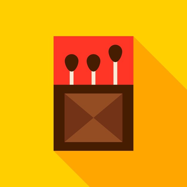 Box of matches object icon. flat design vector illustration with long shadow