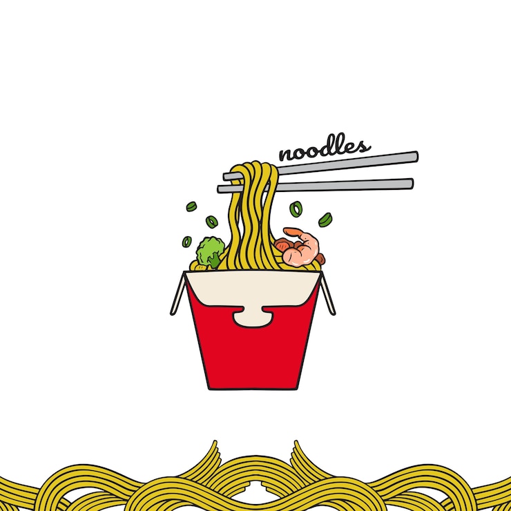 Vector box noodles asian noodles vector