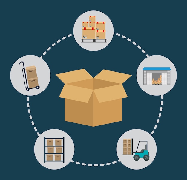 Box package cart forklift delivery shipping icon