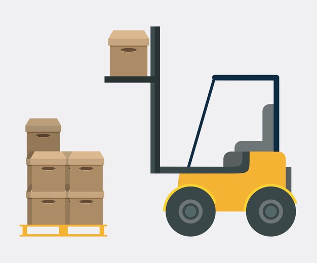 Vector box package forklift delivery shipping icon