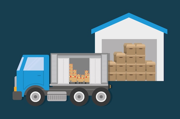 Box package truck delivery shipping icon