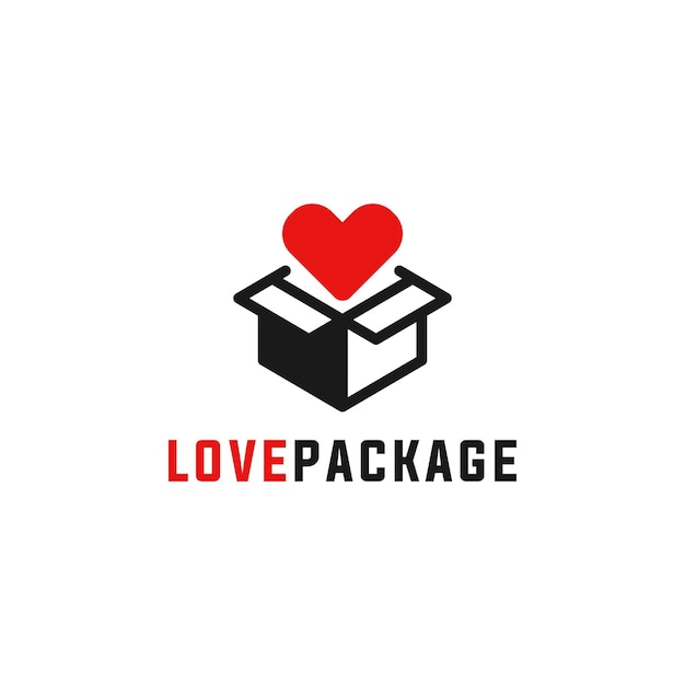 Box Package with Love symbol Logo Design