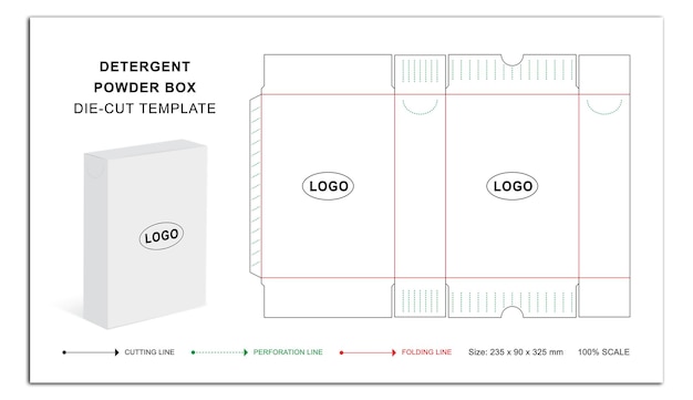 Vector box packaging die cut mockup design