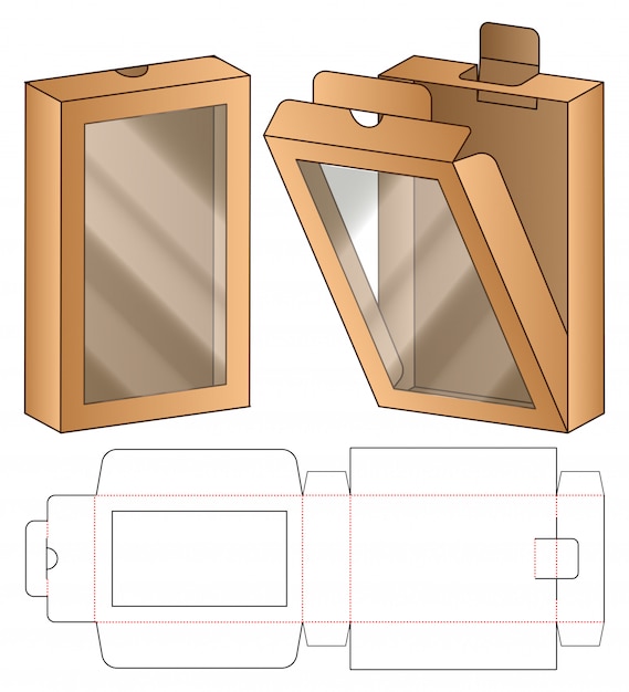 벡터 상자 포장 다이 컷 템플릿 3d