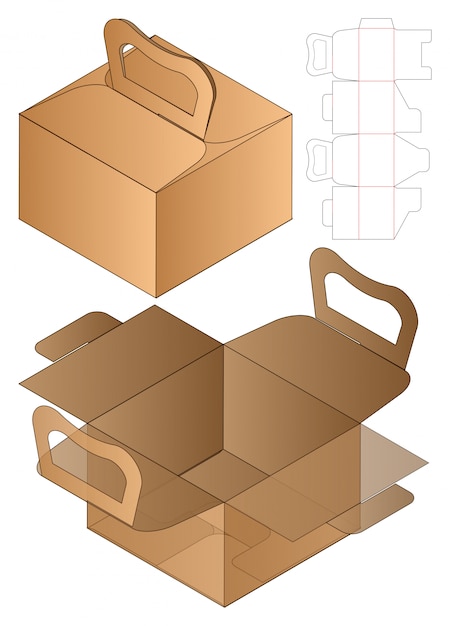 Коробка упаковочная вырубная шаблон. 3d