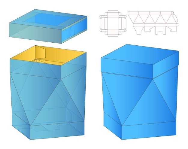 상자 포장 다이 컷 템플릿 디자인. 3d 모형