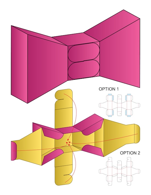 상자 포장 다이 컷 템플릿 디자인. 3d 모형