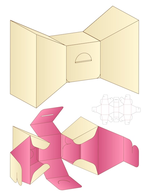 벡터 상자 포장 다이 컷 템플릿 디자인. 3d 모형