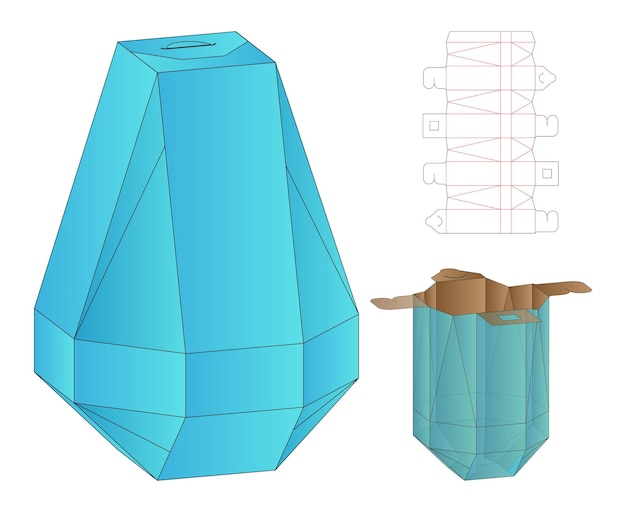 상자 포장 다이 컷 템플릿 디자인. 3d 모형