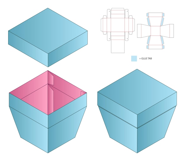 상자 포장 다이 컷 템플릿 디자인 3d 모형