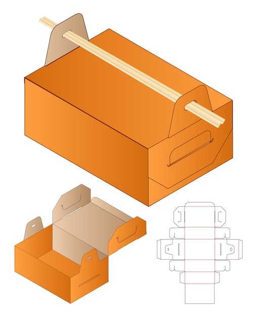 Box packaging die cut template design 3d mockup