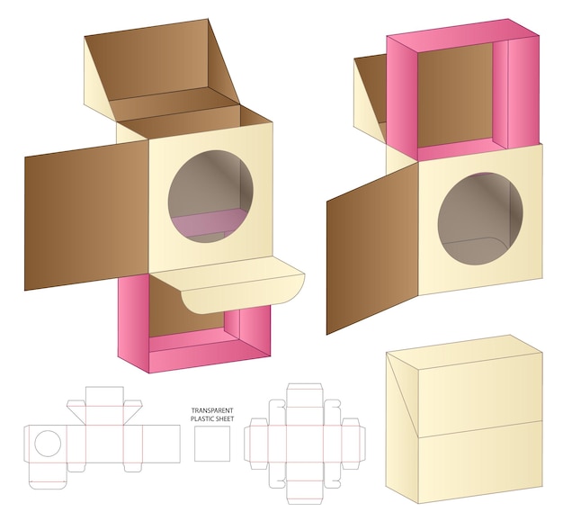 Коробка упаковка высечки шаблон дизайна 3d макет