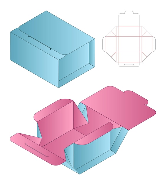 Mockup 3d di progettazione del modello fustellato di imballaggio della scatola