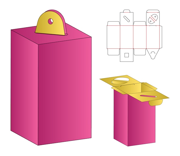 Mockup 3d di progettazione del modello fustellato di imballaggio della scatola