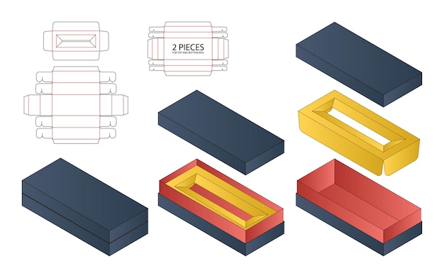 Vector box packaging die cut template design 3d mockup