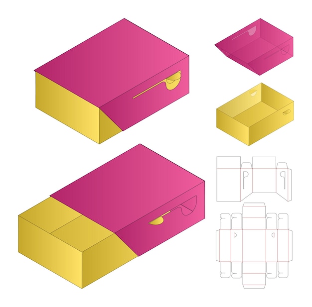 Box packaging die cut template design 3d mockup