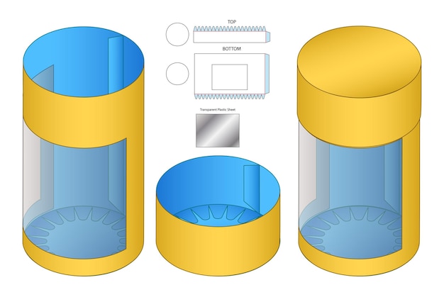 Vector box packaging die cut template design 3d mockup