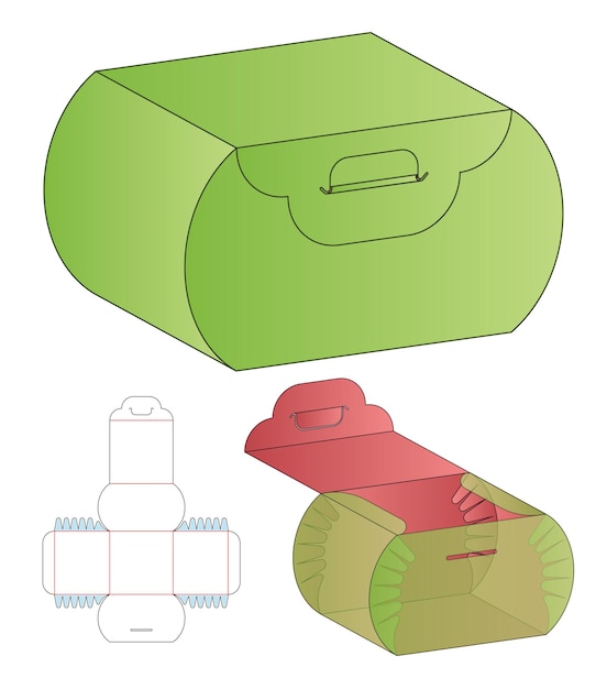 Box packaging die cut template design 3d mockup