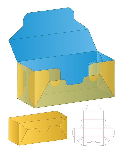 Коробка упаковка высечки шаблон дизайна 3d макет