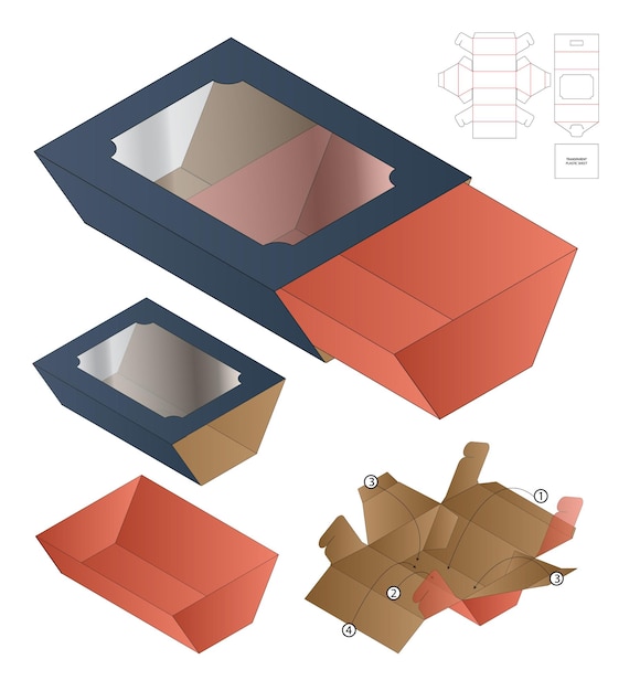 Box packaging die cut template design 3d mockup