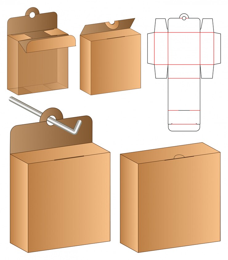 Vector box packaging die cut template design. 3d template