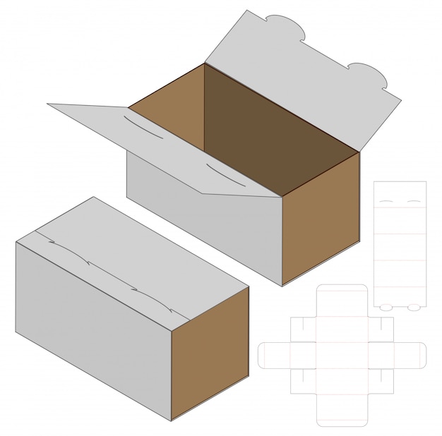 Design del modello fustellato di imballaggio della scatola. 3d