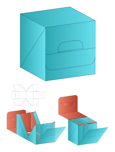 ボックス包装ダイカットテンプレートデザイン3d