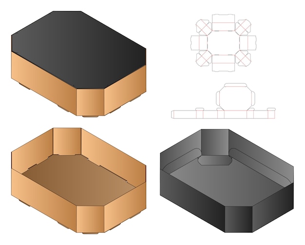 Коробка упаковки высечки шаблон дизайна макета