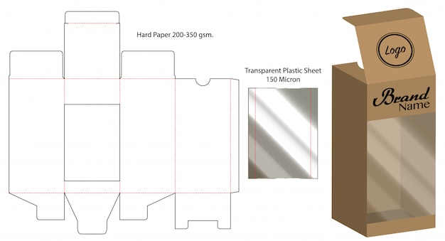 Box packaging die cut template design