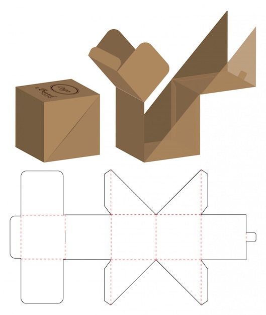 Box packaging die cut template design