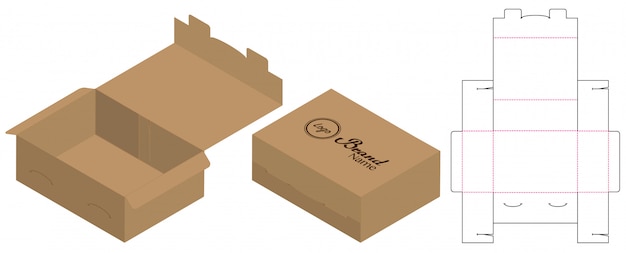 Box packaging die cut template design