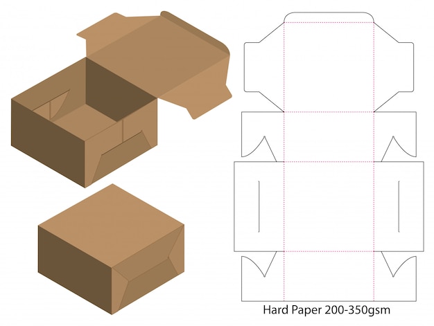 Box packaging die cut template design