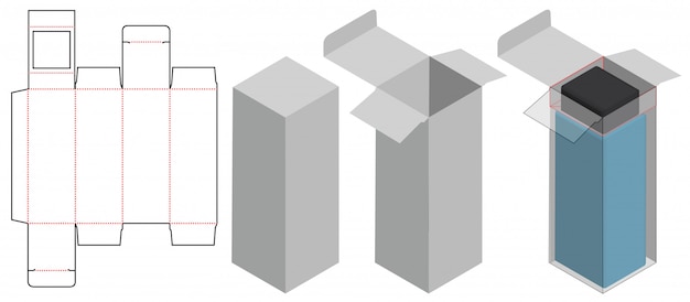 Коробка упаковочная вырубная дизайн шаблона