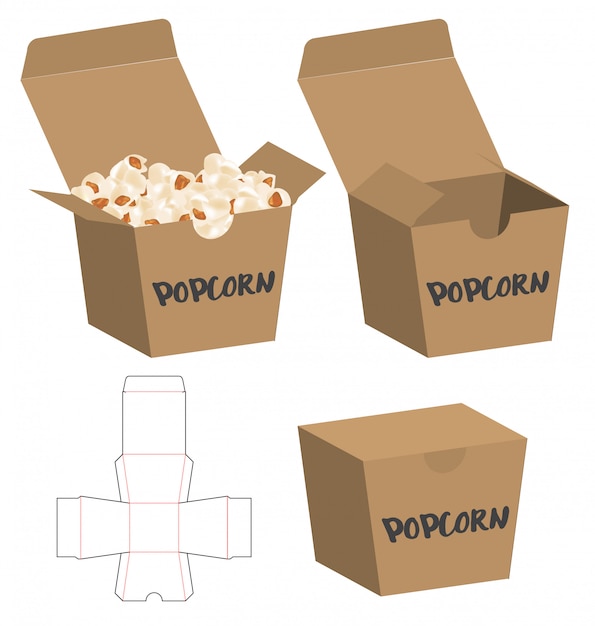 Box packaging die cut template design